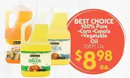 La Chiquita Food Market BEST CHOICE 100% Pure •Corn •Canola •Vegetable Oil offer