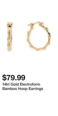TJ Maxx 14kt Gold Electroform Bamboo Hoop Earrings offer