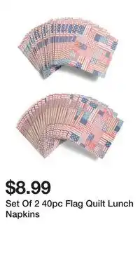 TJ Maxx Set Of 2 40pc Flag Quilt Lunch Napkins offer