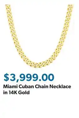 Sam's Club Miami Cuban Chain Necklace in 14K Gold offer