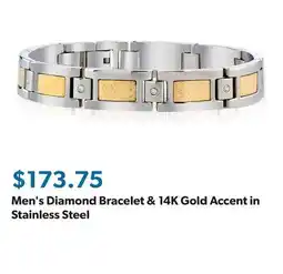 Sam's Club Men's Diamond Bracelet & 14K Gold Accent in Stainless Steel offer
