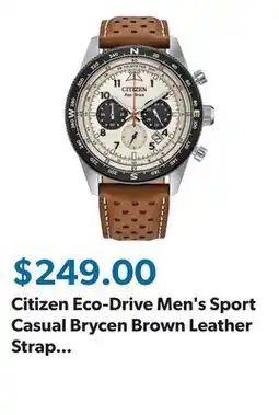 Sam's Club Citizen Eco-Drive Men's Sport Casual Brycen Brown Leather Strap with Ivory Dial offer
