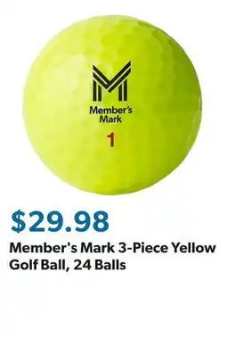 Sam's Club Member's Mark 3-Piece Yellow Golf Ball, 24 Balls offer