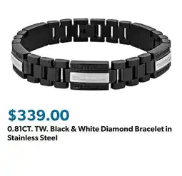 Sam's Club 0.81CT. TW. Black & White Diamond Bracelet in Stainless Steel offer