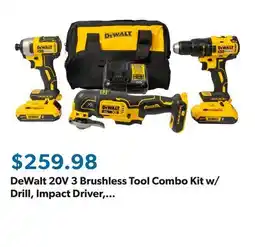 Sam's Club DeWalt 20V 3 Brushless Tool Combo Kit w/ Drill, Impact Driver, Oscillating Tool, and Carrying Case offer