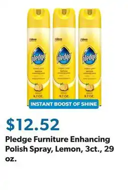 Sam's Club Pledge Furniture Enhancing Polish Spray, Lemon, 3ct., 29 oz offer