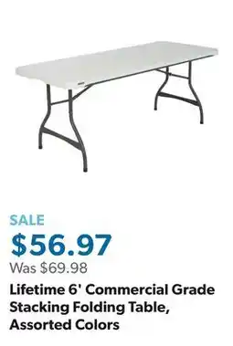 Sam's Club Lifetime 6' Commercial Grade Stacking Folding Table, Assorted Colors offer