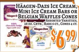 Trade Fair Supermarket Häagen-Dazs Ice Cream, Mini Ice Cream Bars OR Belgian Waffles Cones offer
