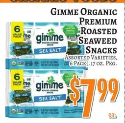 Trade Fair Supermarket GIMME ORGANIC PREMIUM ROASTED SEAWEED SNACKS offer