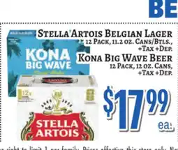 Trade Fair Supermarket STELLA ARTOIS BELGIAN LAGER , KONA BIG WAVE BEER offer