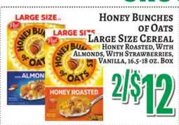 Trade Fair Supermarket Honey Bunches OF Oats LARGE SIZE CEREAL offer