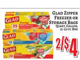 Trade Fair Supermarket GLAD ZIPPER FREEZER OR STORAGE BAGS offer