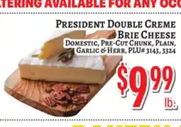 Trade Fair Supermarket PRESIDENT DOUBLE CREME BRIE CHEESE offer