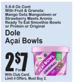 SuperFresh Dole Açaí Bowls offer