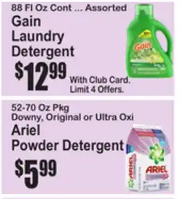 SuperFresh Gain Laundry Detergent, Downy, Original or Ultra Oxi Ariel Powder Detergent offer