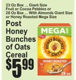 SuperFresh Post Honey Bunches of Oats Cereal offer