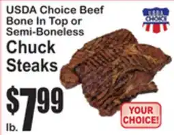 SuperFresh USDA Choice Beef Bone In Top or Semi-Boneless Chuck Steaks offer