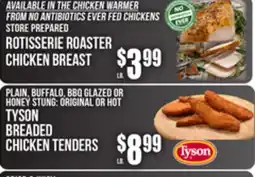 SuperFresh ROTISSERIE ROASTER CHICKEN BREAST, PLAIN, BUFFALO, BBQ GLAZED OR HONEY STUNG offer