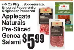 SuperFresh Applegate Naturals Pre-Sliced Genoa Salami offer