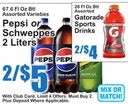 SuperFresh Pepsi or Schweppes 2 Liters offer