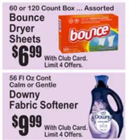 SuperFresh Bounce Dryer Sheets 60 or 120 Count Box ... Assorted , Downy Fabric Softener 56 Fl Oz offer