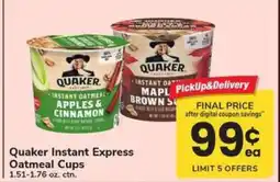 Safeway Quaker Instant Express Oatmeal Cups offer