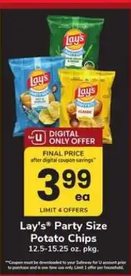 Safeway Lay's Party Size Potato Chips offer