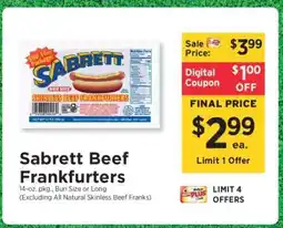 ShopRite Sabrett Beef Frankfurters offer