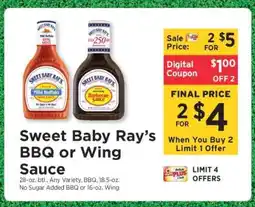 ShopRite Sweet Baby Ray's BBQ or Wing Sauce offer