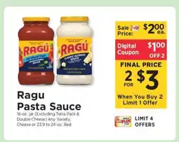 ShopRite Ragú Pasta Sauce offer