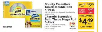 ShopRite Bounty Essentials Towels Double Roll 4-Pack offer
