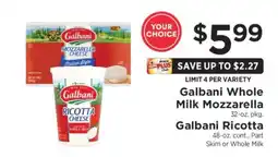 ShopRite Galbani Whole Milk Mozzarella / Galbani Ricotta offer
