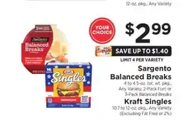 ShopRite Sargento Balanced Breaks / Kraft Singles offer