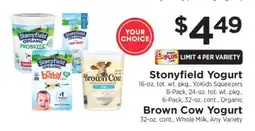 ShopRite Stonyfield Yogurt, Brown Cow Yogurt offer