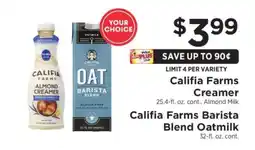 ShopRite Califia Farms Creamer / Califia Farms Barista Blend Oatmilk offer