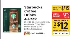 ShopRite Starbucks Coffee Drinks 4-Pack offer