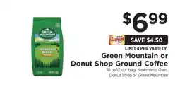 ShopRite Green Mountain or Donut Shop Ground Coffee offer