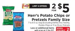 ShopRite Herr's Potato Chips or Pretzels Family Size offer