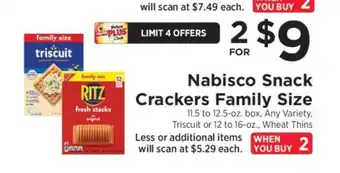 ShopRite Nabisco Snack Crackers Family Size offer