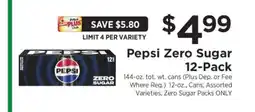 ShopRite Pepsi Zero Sugar 12 Pack offer