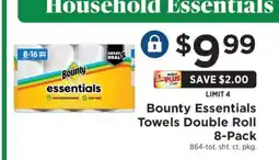 ShopRite Bounty Essentials Towels Double Roll 8-Pack offer