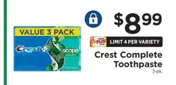 ShopRite Crest Complete Toothpaste offer
