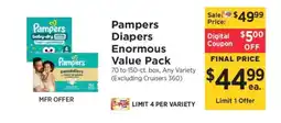 ShopRite Pampers Diapers Enormous Value Pack offer
