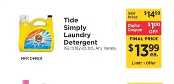 ShopRite Tide Simply Laundry Detergent offer