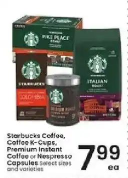 Albertsons Starbucks Coffee, Coffee K-Cups. Premium Instant Coffee or Nespresso Capsules offer