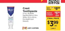 ShopRite Crest Toothpaste offer