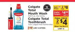 ShopRite Colgate Total Mouth Wash / Colgate Total Toothbrush offer