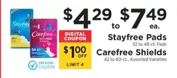 ShopRite Stayfree Pads & Carefree Shields offer