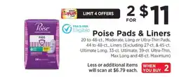 ShopRite Poise Pads & Liners offer