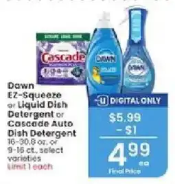 Albertsons Dawn EZ-Squeeze or Liquid Dish Detergent or Cascade Auto Dish Detergent offer